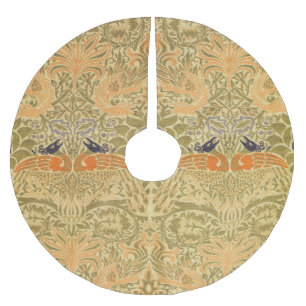 William Morris Peacock Dragon Vintage Arts Crafts Brushed Polyester Tree Skirt