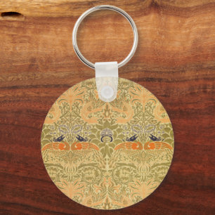 William Morris Peacock Dragon Vintage Arts Crafts Key Ring