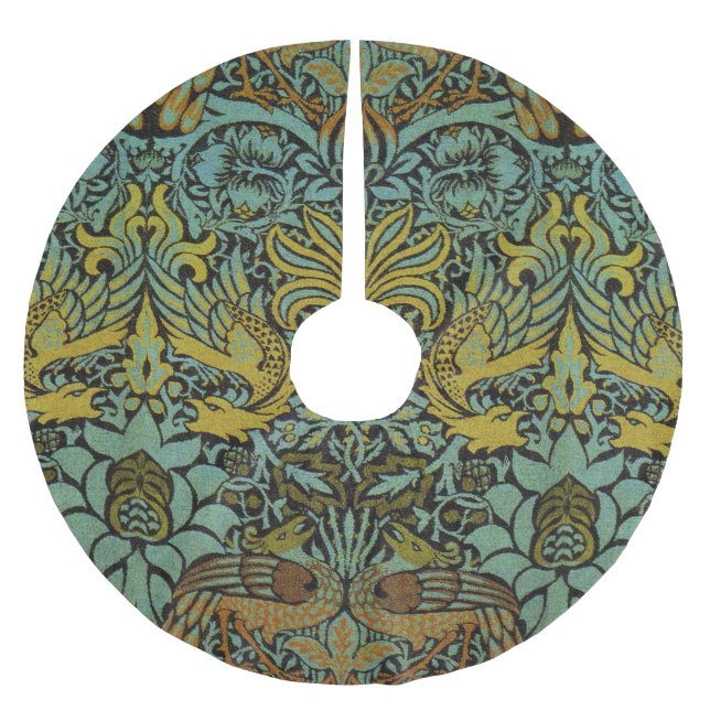 William Morris Peacock Dragon Wallpaper  Brushed Polyester Tree Skirt (Front)
