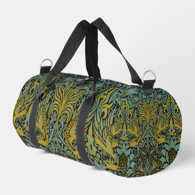 William Morris Peacock Dragon Wallpaper  Duffle Bag (Left Corner)