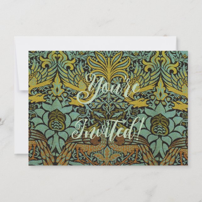 William Morris Peacock Dragon Wallpaper  Invitation (Front)