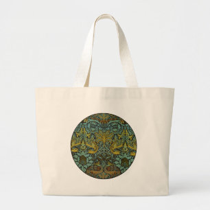 William Morris Peacock Dragon Wallpaper  Large Tote Bag