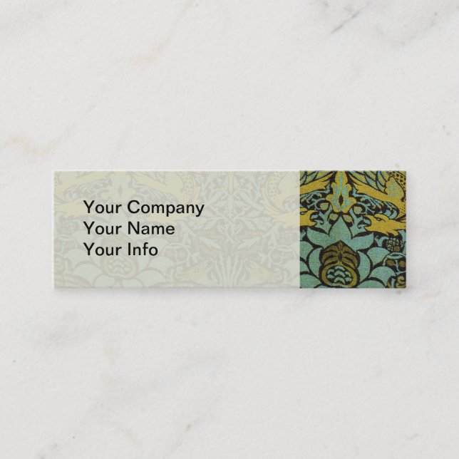William Morris Peacock Dragon Wallpaper  Mini Business Card (Front)