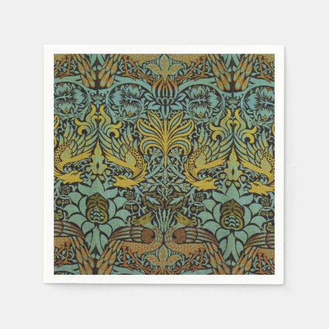 William Morris Peacock Dragon Wallpaper  Napkin (Front)