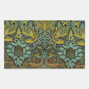 William Morris Peacock Dragon Wallpaper  Rectangular Sticker