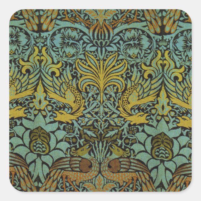 William Morris Peacock Dragon Wallpaper  Square Sticker (Front)