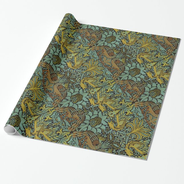 William Morris Peacock Dragon Wallpaper  Wrapping Paper (Unrolled)