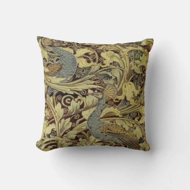 William Morris Peacock Throw Cushion (Front)