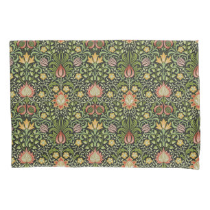 William Morris Persian Black Floral Tile Art Pillowcase