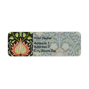 William Morris Persian Black Floral Tile Art Return Address Label
