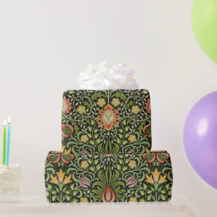William Morris Persian Black Floral Tile Art Wrapping Paper