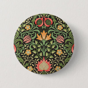 William Morris Persian Floral Antique 6 Cm Round Badge