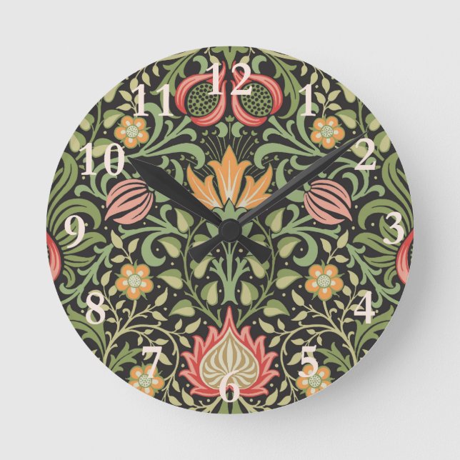 William Morris Persian Floral Antique Round Clock (Front)