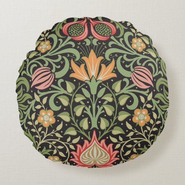 William Morris Persian Floral Antique Round Cushion (Front)