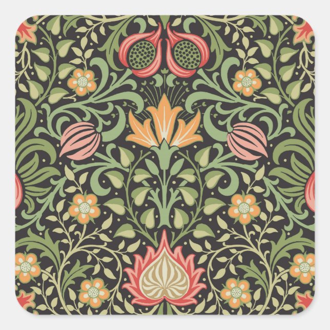 William Morris Persian Floral Antique Square Sticker (Front)