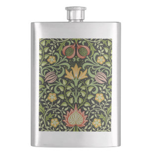 William Morris Persian Floral Botanical Design Hip Flask