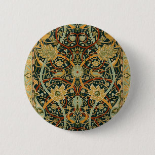 William Morris Persian Oriental Carpet Art 6 Cm Round Badge