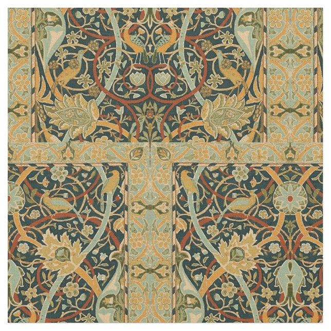 William Morris Persian Oriental Carpet Art Fabric (Close Up)