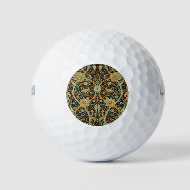 William Morris Persian Oriental Carpet Art Golf Balls (Front)