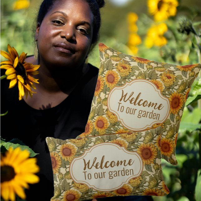 William Morris Personalised Autumn Sunflower Patio Cushion (Autumn sunflowers, pillows can be personalized.)