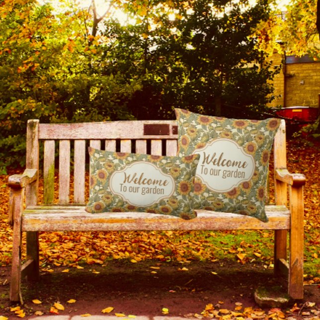 William Morris Personalised Autumn Sunflower Patio Cushion (The garden is still open for visitors!)
