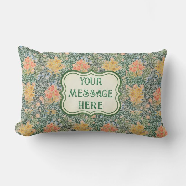 William Morris Personalised Floral  Lumbar Cushion (Front)