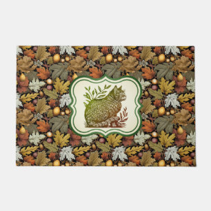 William Morris Personalized Autumn Leaves with Cat Doormat