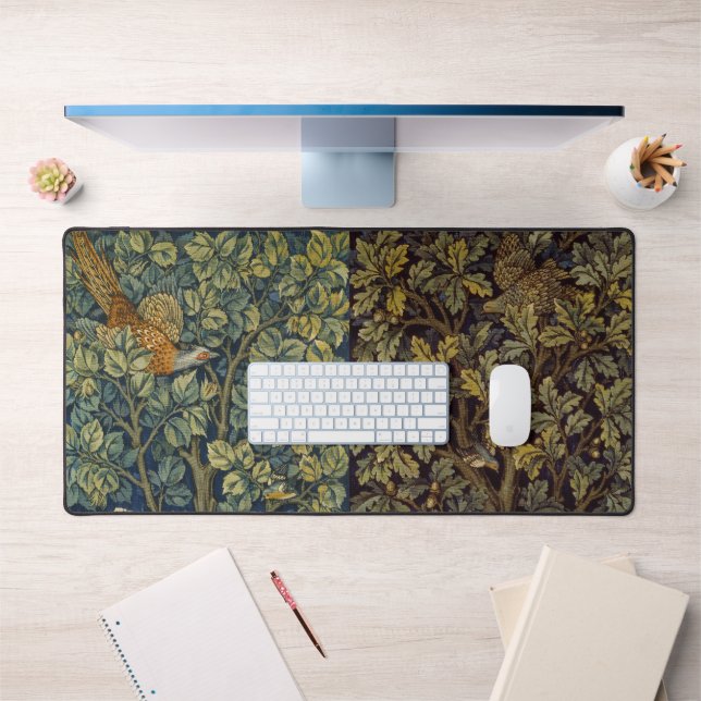 William Morris Pheasant Bird Tree Flower Desk Mat (Office 1)