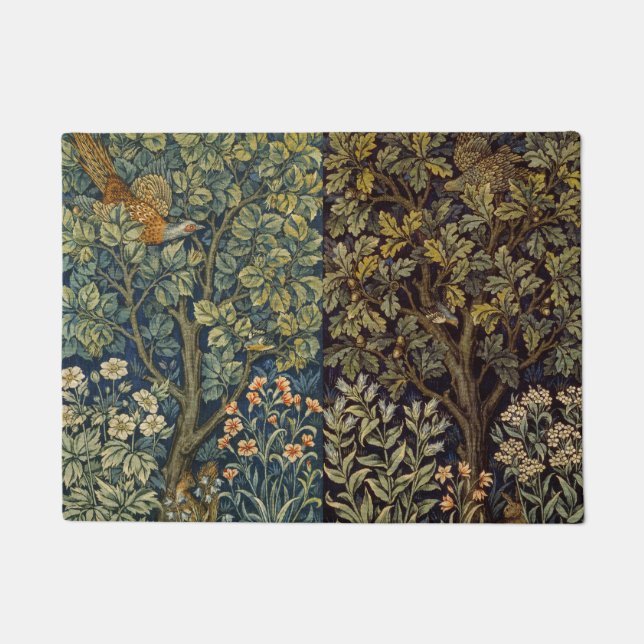 William Morris Pheasant Bird Tree Flower Doormat (Front)