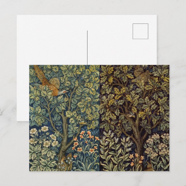William Morris Pheasant Bird Tree Flower Postcard (Front/Back)