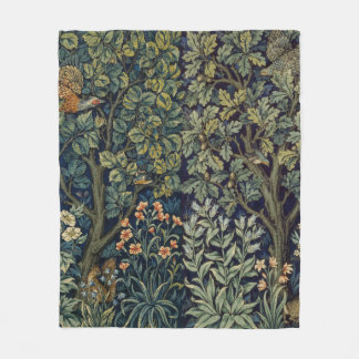 William Morris Pheasant Bird Tree Woodland Fleece Blanket