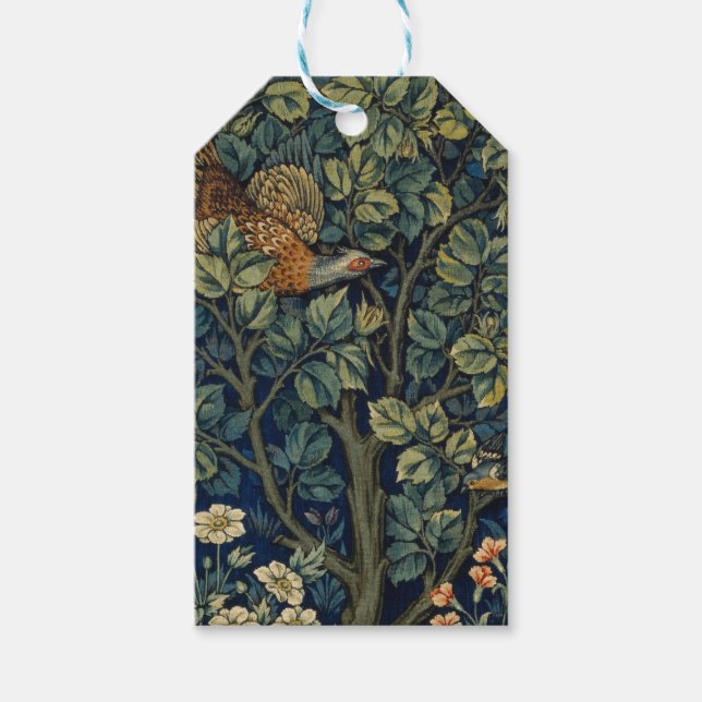 William Morris Pheasant Bird Tree Woodland Gift Tags (Front)