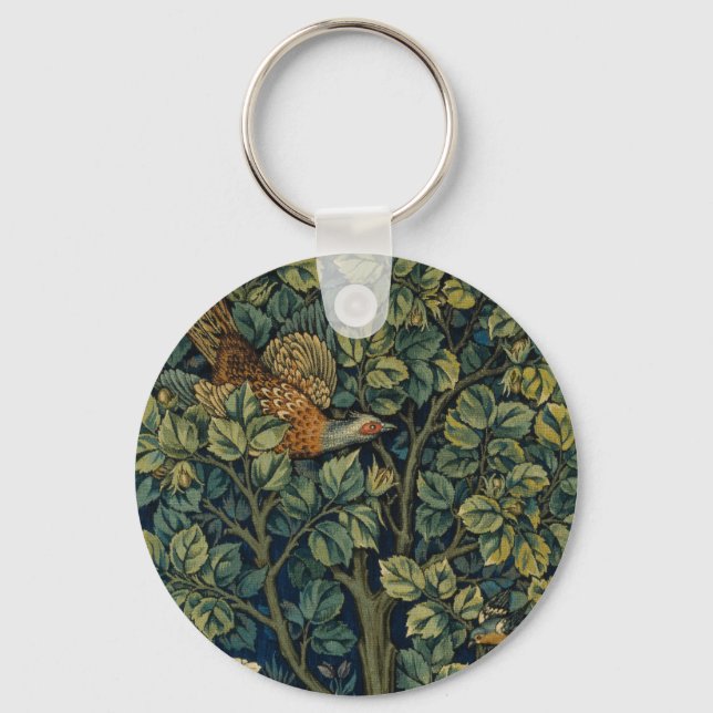 William Morris Pheasant Bird Tree Woodland Key Ring (Front)