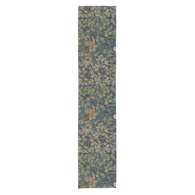 William Morris Pheasant Bird Tree Woodland Short Table Runner (Front)