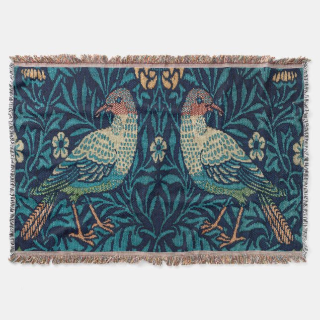 William Morris Pheasants Throw Blanket (Front)