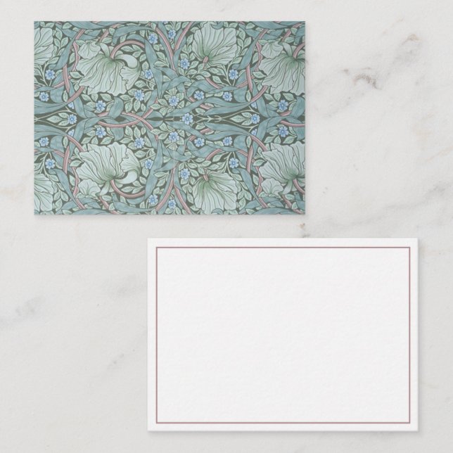 William Morris, Pimpernel - Aqua Green Floral Card (Front/Back)
