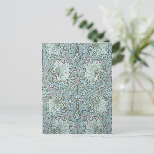 William Morris - Pimpernel: Blue & Green Flowers Postcard (Standing Front)