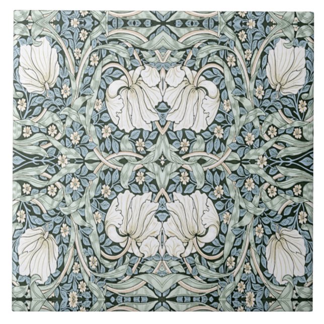 William Morris Pimpernel Blue Intricate Pattern  Ceramic Tile (Front)