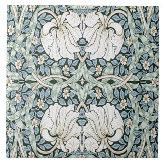 William Morris Pimpernel Blue Intricate Pattern  Ceramic Tile (Front)