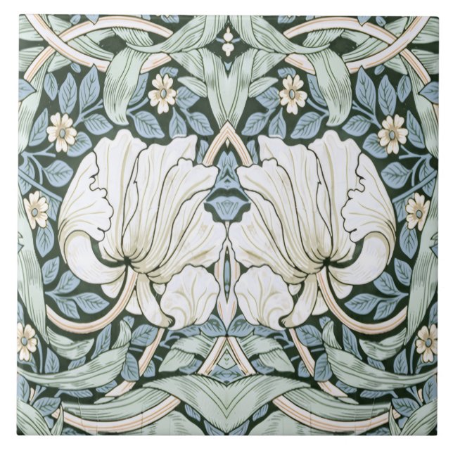 William Morris Pimpernel Blue Intricate Pattern  Ceramic Tile (Front)