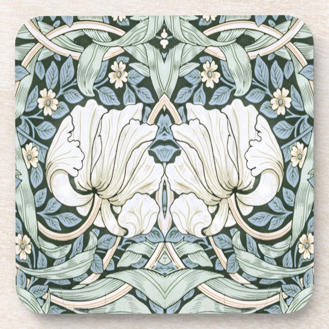 William Morris Pimpernel Blue Intricate Pattern  Coaster (Front)