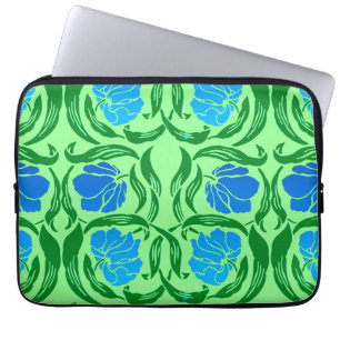William Morris Pimpernel, Blue & Lime Green Laptop Sleeve