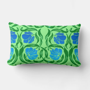 William Morris Pimpernel, Blue & Lime Green Lumbar Cushion