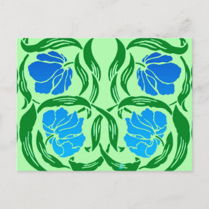 William Morris Pimpernel, Blue & Lime Green Postcard