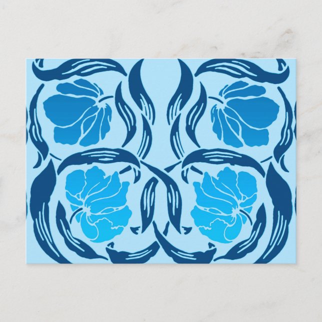 William Morris Pimpernel, Denim & Light Blue Postcard (Front)