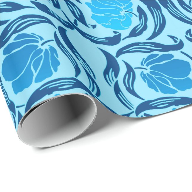 William Morris Pimpernel, Denim & Light Blue Wrapping Paper (Roll Corner)
