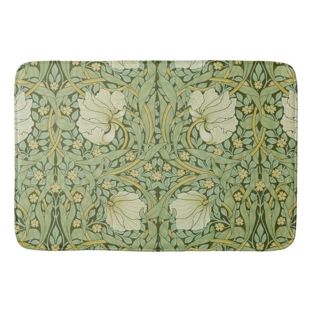 William Morris Pimpernel Floral Blue Wallpaper Bath Mat (Front)