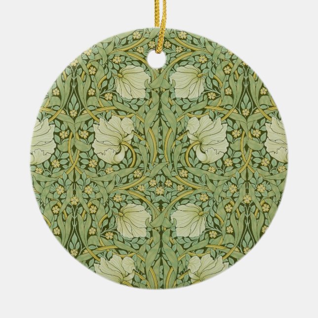 William Morris Pimpernel Floral Blue Wallpaper Ceramic Ornament (Front)