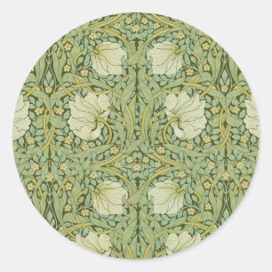 William Morris Pimpernel Floral Blue Wallpaper Classic Round Sticker
