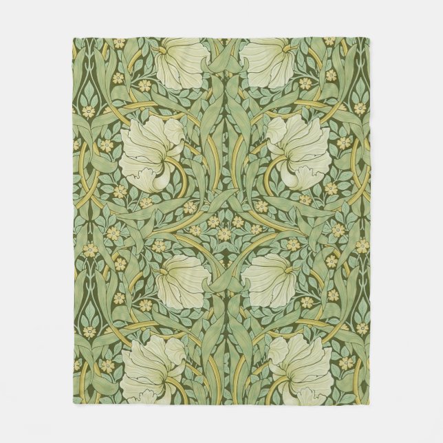 William Morris Pimpernel Floral Blue Wallpaper Fleece Blanket (Front)